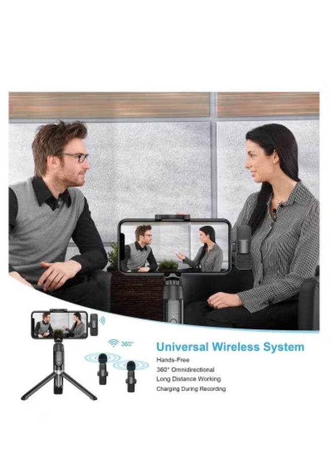 ميكروفون K9 لاسلكي بياقة لافالير  متعدد الاتجاهات بخاصية التوصيل والتشغيل للمقابلات والبث المباشر لفيديو يوتيوب متوافق مع موبايل اندرويد الذكية وموبايل ايفون iOS أسود - Image 5